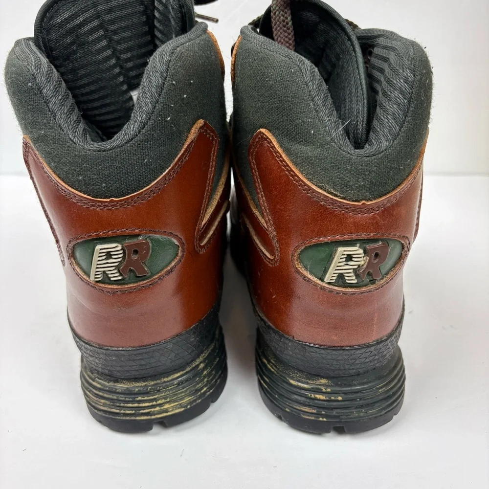 Vintage Raichle Swiss Men's Brown Leather Hiking Boots Lace-up Size 9 Heavy-duty